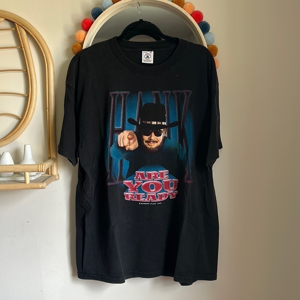Vintage Hank Williams Jr. Are You Ready 1999 Tour Graphic Tee Shirt